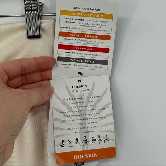 Snow Angel V-Waist Doeskin Baselayer Legging Pant Women Medium Cream Soft 106-40 - Picture 8 of 13